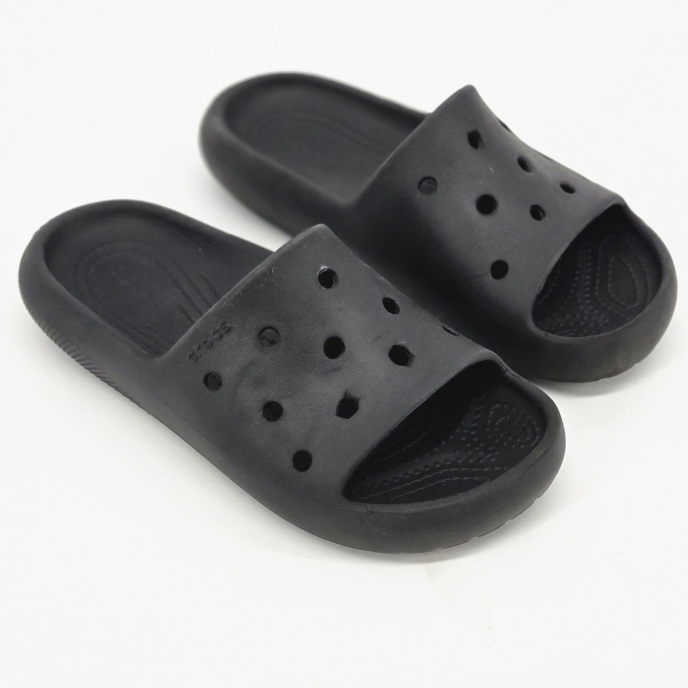 Crocs Classic Slide Black Comfort Sandals Youth J3 Slip‎ On Gorpcore Loungewear